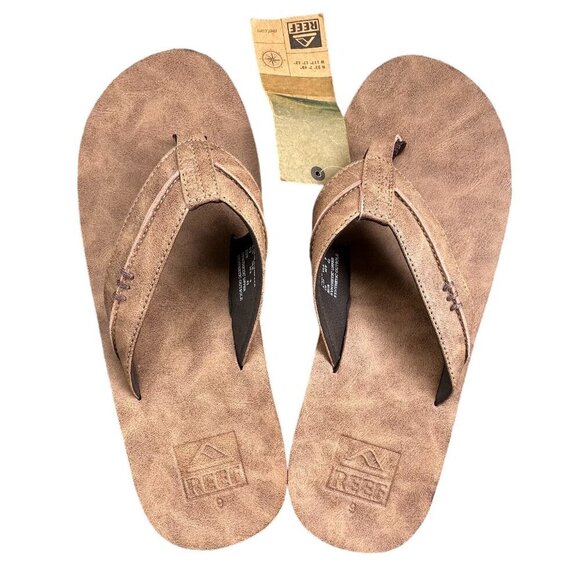 Reef Other - Reef Marbea Men's Flip Flops Tan Size 9 Vegan Leather Cushioned Footbed NWT